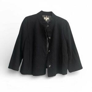 Isaac Mizrahi Navy Pea Coat with Patterned Lining Size 18